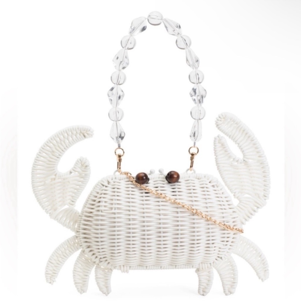 🦋Viral TikTok White Crab Rattan Bag Purse - NEW